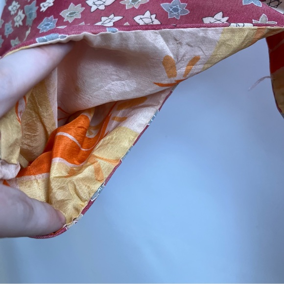 Vintage Japanese Kimono - silk lined - size M dye transfer floral unique fabric - Picture 9 of 9